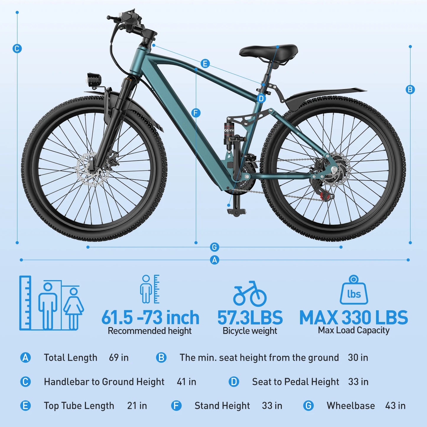 Adults Electric Bicycle, 26" 24" Electric Mountain Bike 600W Peak Motor Ebike 23.9Mph 10.3AH 13.3AH Electric E Bike for Adults