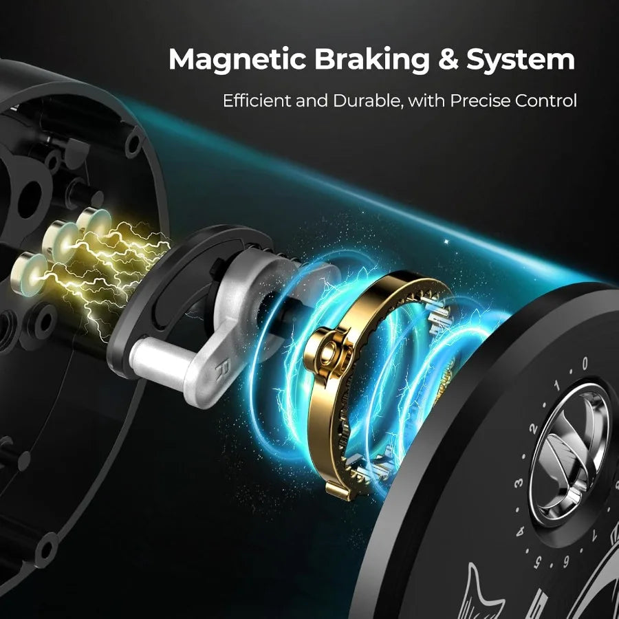 Chaos Pro Baitcasting Fishing Reel CNC Machined Aluminum Body Round Catfish Reel with 25LB Max Drag Waterproof Trolling Reel wi