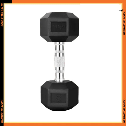 Chrome Hex Dumbbell - 5LB Non-Slip Grip Hand Weight for Home Gym Fitness