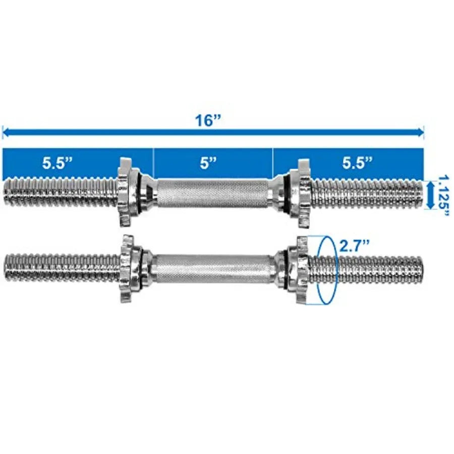 Yes4All 1.15inch Adjustable Dumbbell Handles with Collars 16inch Long for 1.15inch Plate Holes Ideal for Home Gym and Strength