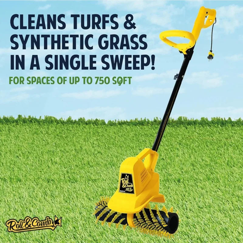 Artificial Turf Sweeper Broom by Roll & Comb, Corded Electric Power Rake for Artificial Grass, Fake Grass Cleaner for Dogs