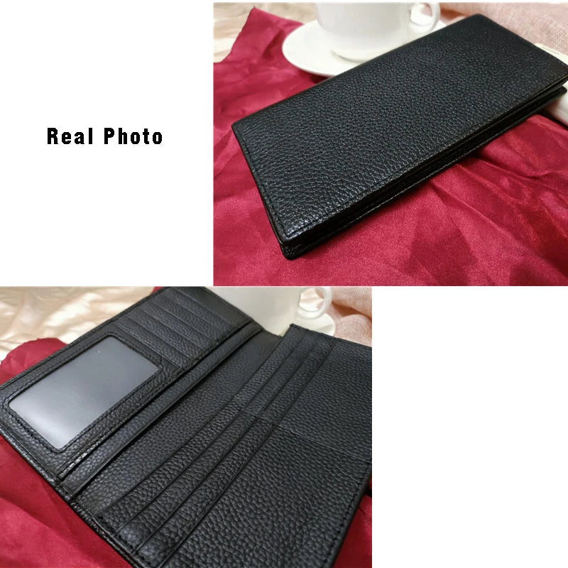 Hot Sale Men's Wallets Genuine Leather Men Purse Long Wallet Real Cowhide Mens Money Bag Cell Phone Wallet Man Card Holder