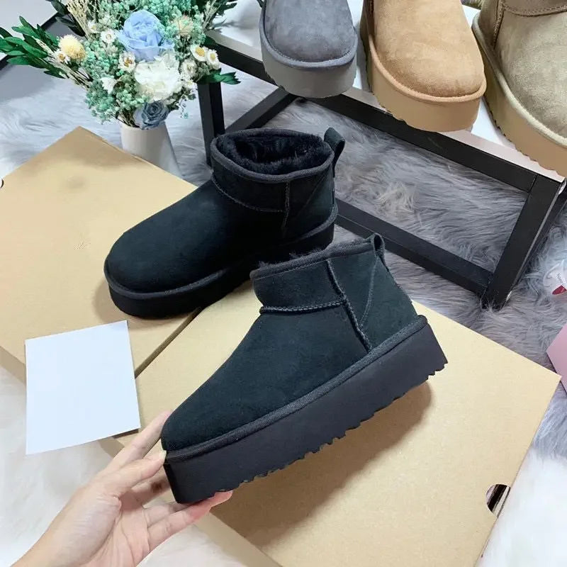 2026 New Classic Ultra Mini Platform Boots Leather Suede Wool Comfort Winter Womens Fur Slippers k98 ‮34-53 seziS uggS