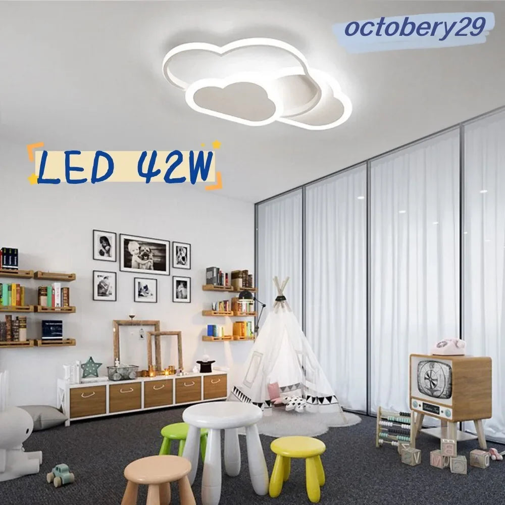 Acrylic LED Ceiling Light Cloud Shape Dimmable Chandelier Kids Room Lamp