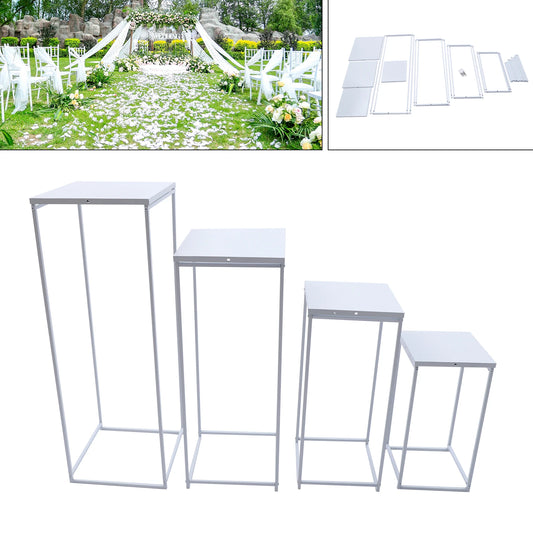 4Pcs Wedding Flower Stand Metal Plate, Floor Vase Column Geometric Centerpieces for Table Arrangement Event Reception Decoration