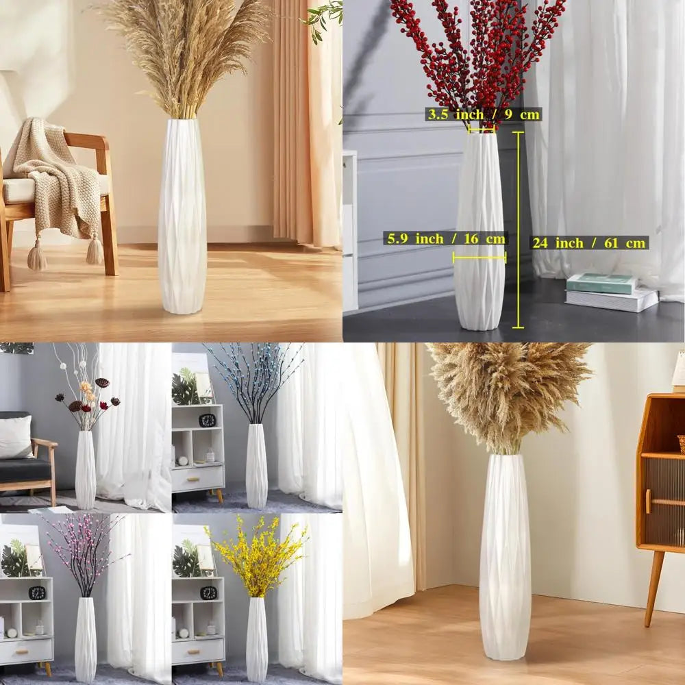 Large Decorative Ceramic Floor Vase 24 Inches Tall for Home Living Room Centerpieces, Table Decor, and Shelves