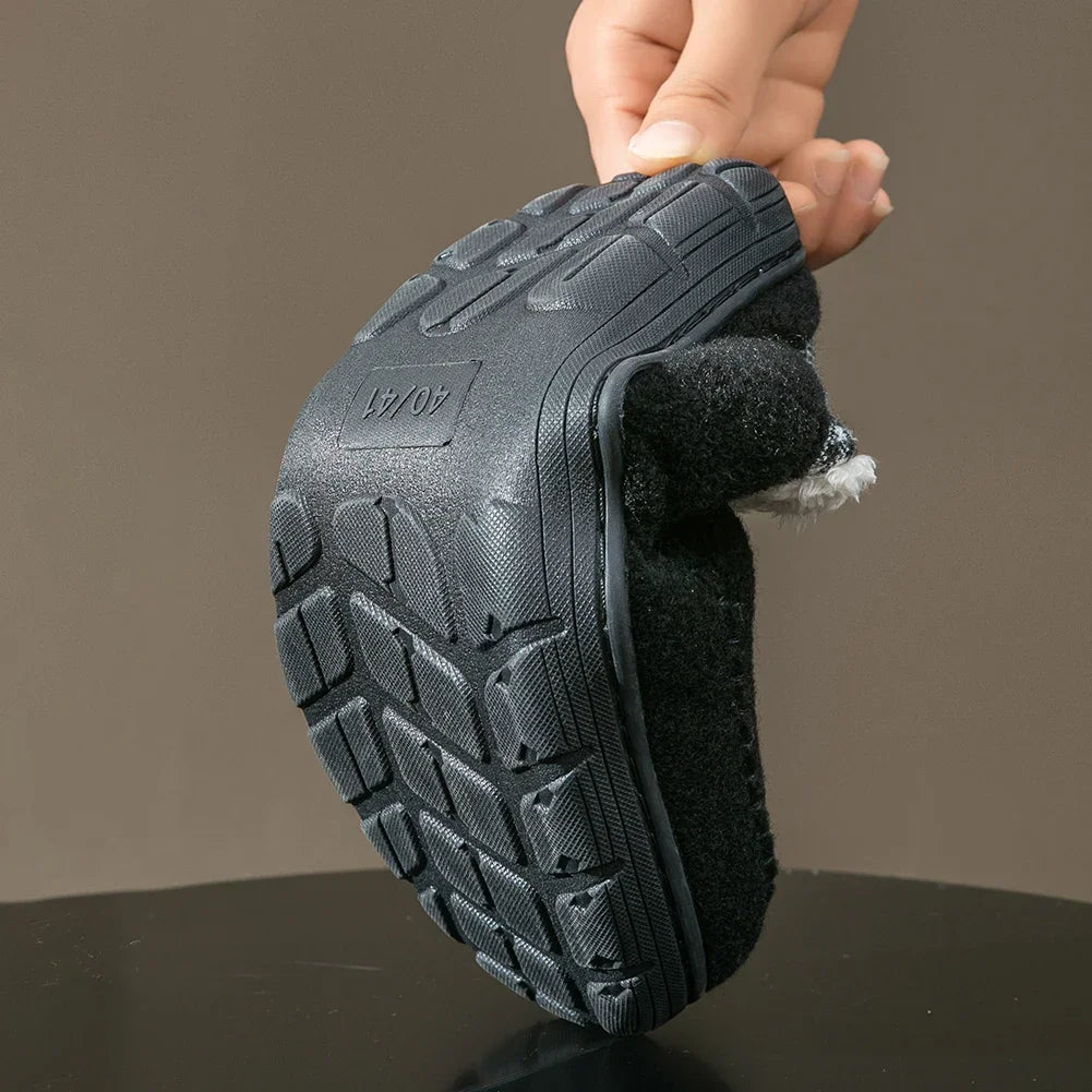 Winter Slippers for men Mark Line Sole Comfortable Felt Warm Non Slip Soft Memory Foam Cushion House Shoes