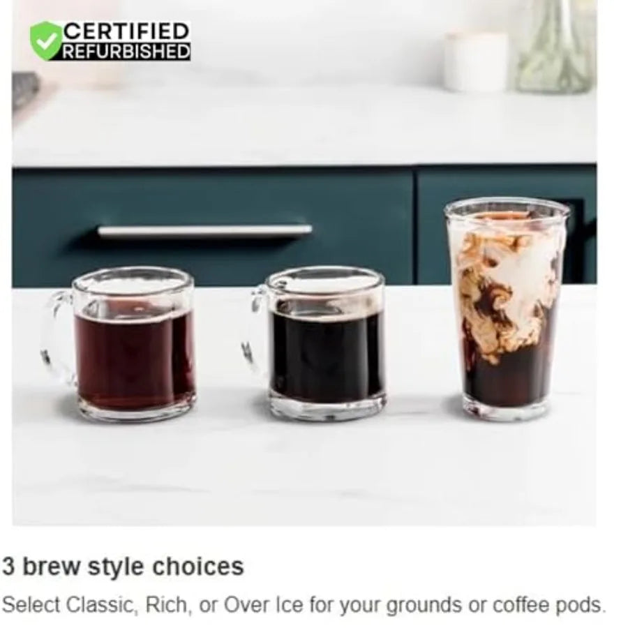 DualBrew Hot Iced Coffee Maker for Home and Office Use with Advanced Temperature Control and Dual Brewing Functionality Enhance