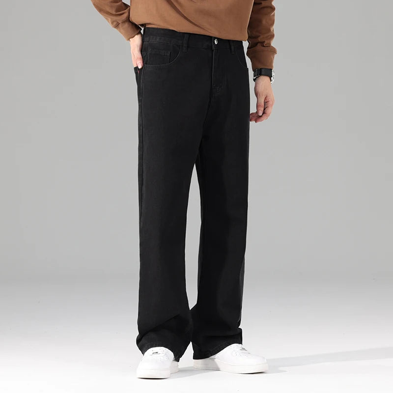 New Autumn Jeans Men Black Casual Baggy Trousers Classic Straight Comfortable Wide Denim Trousers Male Brand Clothing
