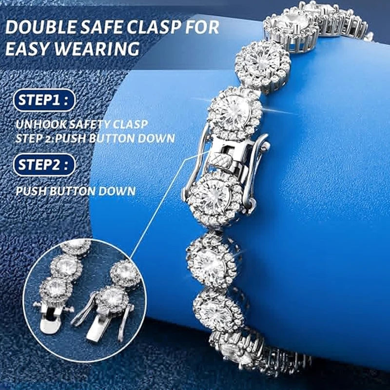 Morganite tennis bracelet - 5mm morganite bracelet, women's lab diamond bracelet, 18k white gold tennis bracelet, sterling silve