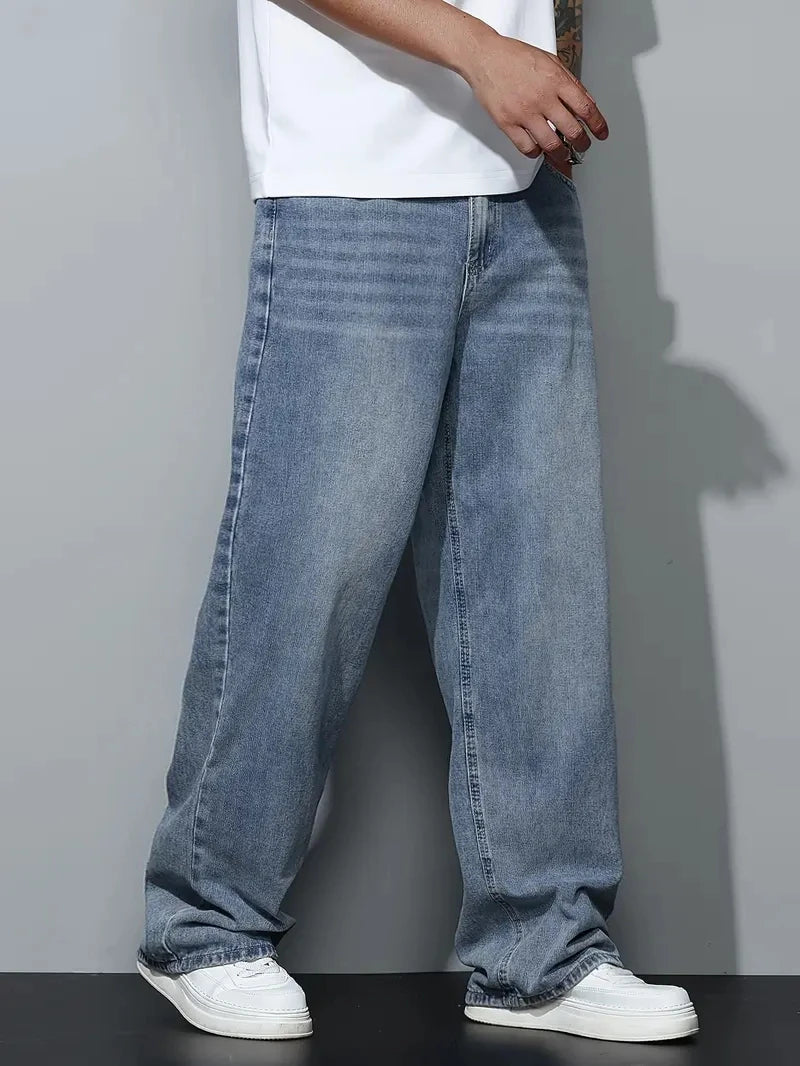 Men's Baggy Jeans Relaxed Fit Loose Straight Leg Trousers for Casual Streetwear Daily Oversized Denim Pants
