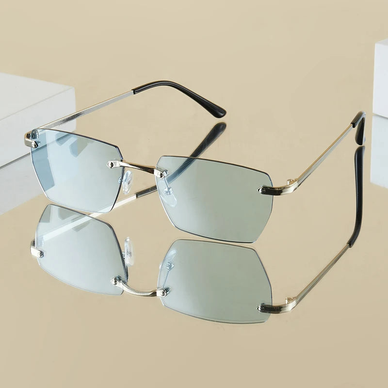 1Pc Men's Fashion Glasses New Metal Square Frameless Elegant Retro Casual Versatile Men's Decorative Suitable for Daily Outdoor