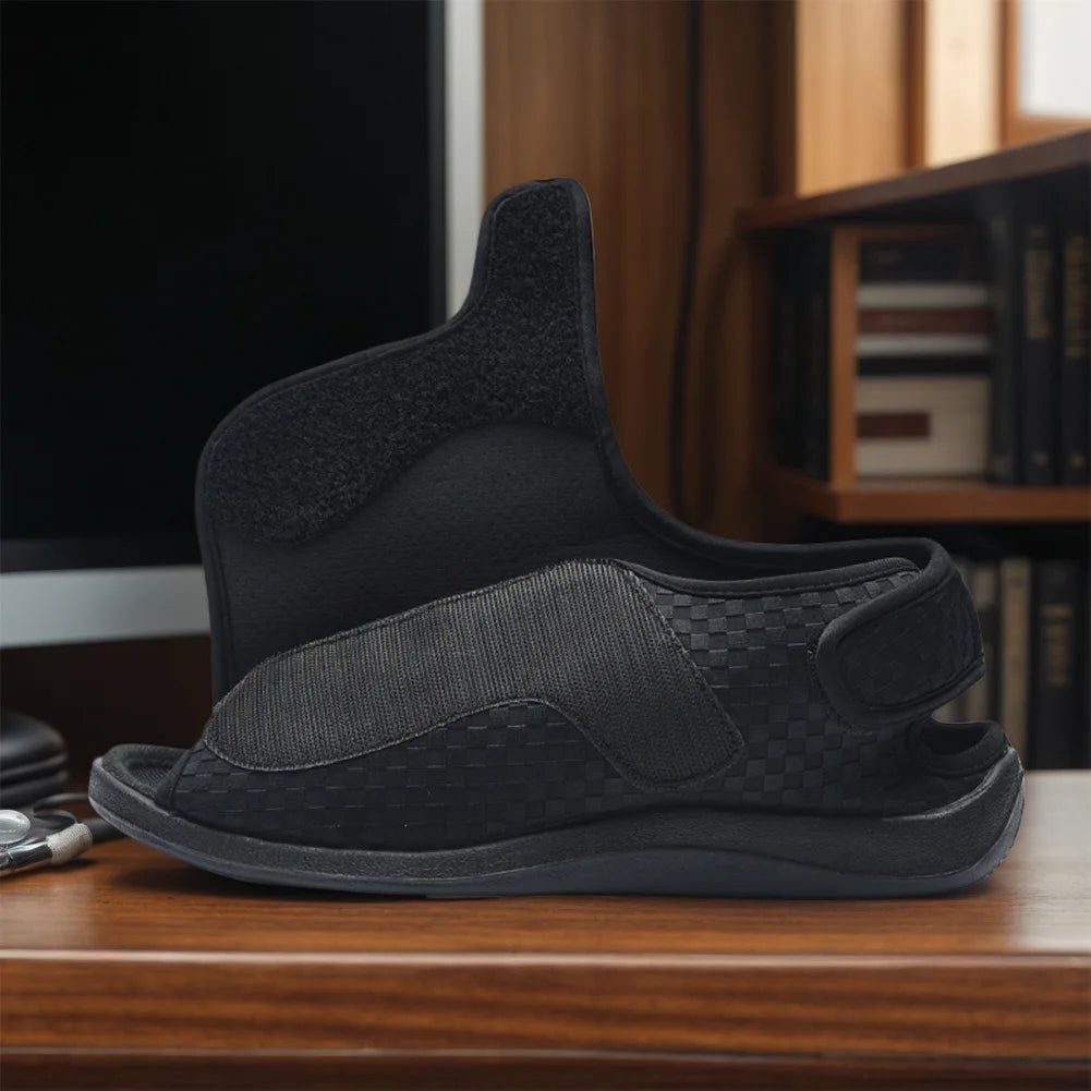 Women Men Diabetic Slippers Extra Wide House Shoes Adjustable Closure for Swollen Feet for Indoor Outdoor
