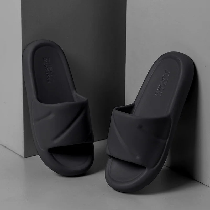 Men's Lightweight Open-Toe Slide Sandals Non-Slip Bathroom Flip Flops with Comfortable Arch Support,Trendy Casual Summer Shoes