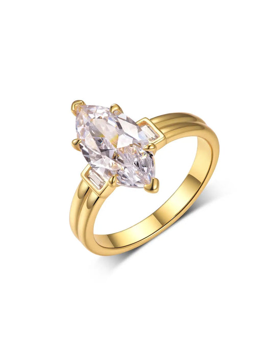 S925 Sterling Silver 3CT Marquise Moissanite Ring Set Fine Jewelry Gold-plated 18k Suitable for Birthday Gifts