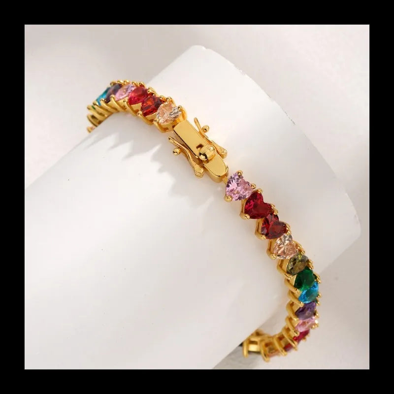 Ins Merry Mini Rainbow Gemstone S925 Sterling Silver Electroplated Gold Yellow Bracelet Luxury Versatile Jewelry