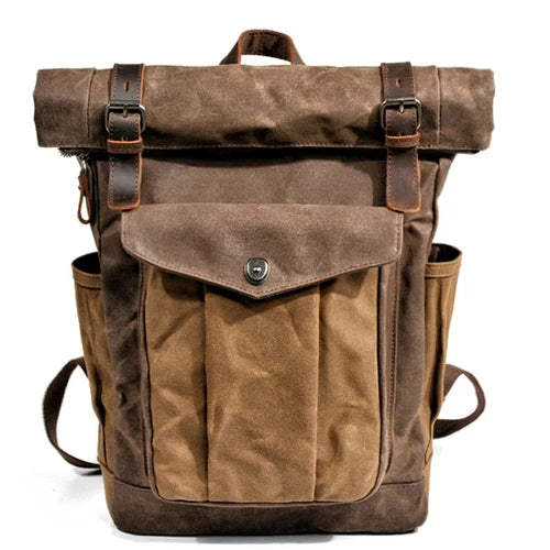 Luxury Vintage Canvas Backpacks for Men Oil Wax Canvas Leather Travel Backpack Large Waterproof Daypacks Retro Bagpack