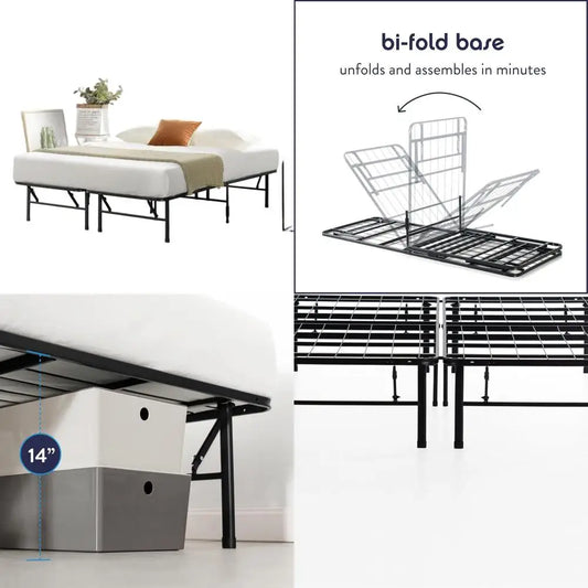 Queen Size 14 Metal Box Spring Bed Frame with Innovative Design