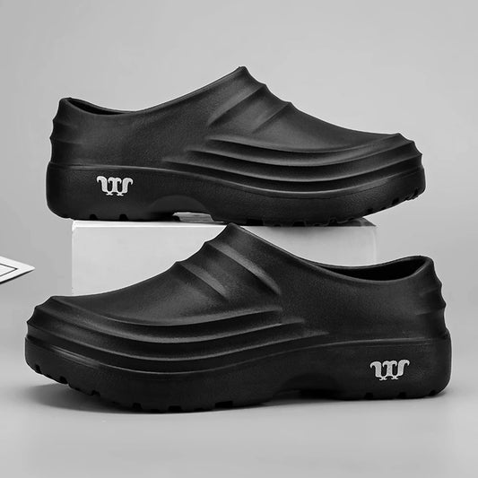 Summer Chef Shoes Thickened Work Loafers Non-slip Warm Lined Fishing Shoes Waterproof Unisex Garden Shoes for Men Women