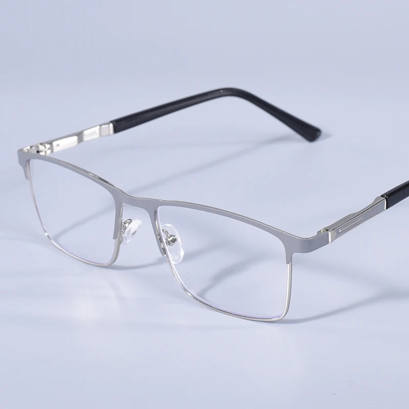 Anti Blue Light Men Reading Glasses Metal Full Frame Business Eyeglasses For Men Square Double Color Reading Eyewear +100+150