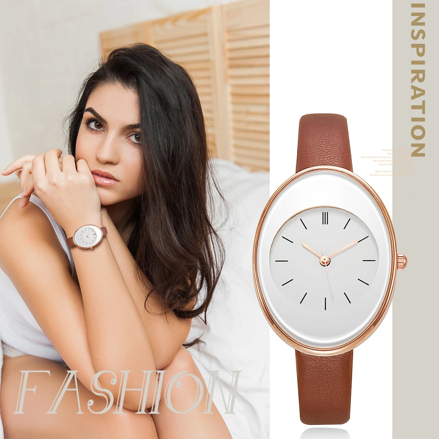 LANCARDO Women Quartz Oval Leather Ultra-thin Watch Strip Scale Women's Exquisite Fashion Watch Anniversary Valentine's Day Gift