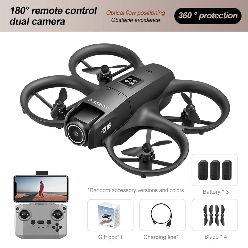 Drone with Optical Flow 180° Electric Adjustment Dual Camera Aerial Photography Quadcopter - Obstacle Avoidance Remote Control