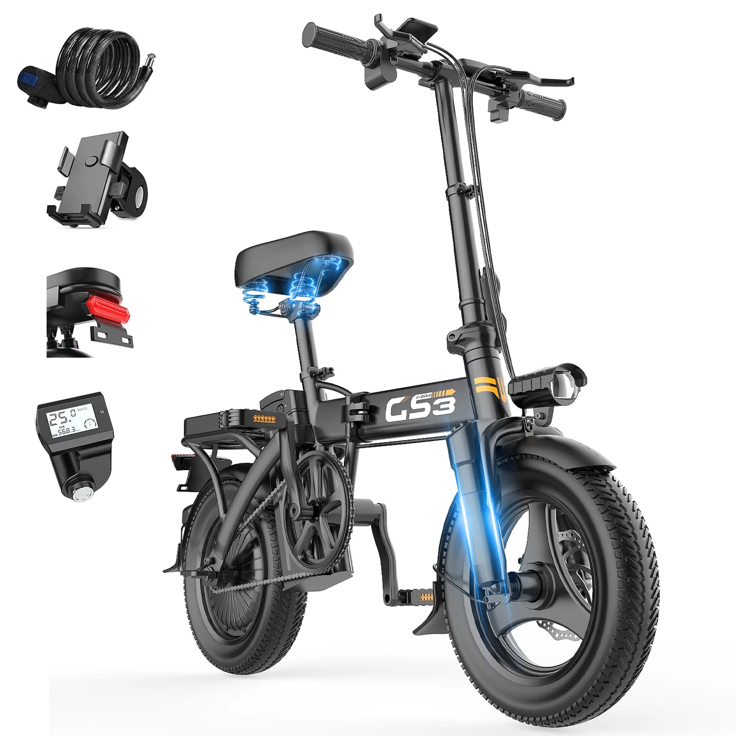 TOOFLY GS3 Folding Electric Bicycle 250W Motor 48V15AH Removeable Lithium Battery Adult Electric Bike City Riding Commute Ebike