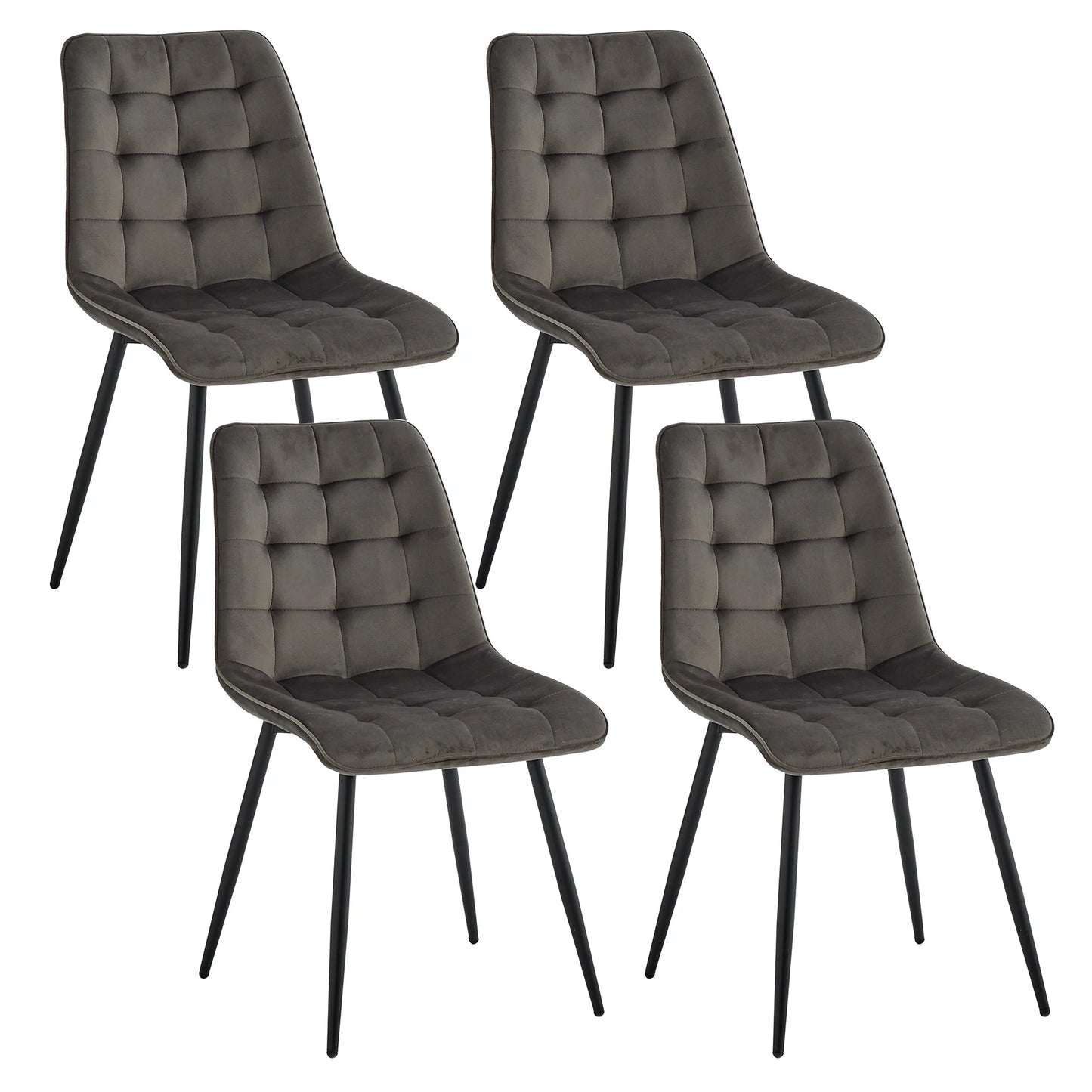 EGOONM A Set of 4 Velvet Dining Chairs Metal Legs Modern Comfortable Chair for Kitchen Bedroom Living Room Home Furniture