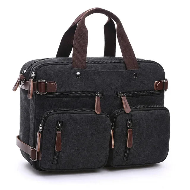 Men Canvas Briefcase Travel Bags Suitcase Classic Messenger Shoulder Bag For Men Tote Handbag Big Casual Business Laptop Pocket