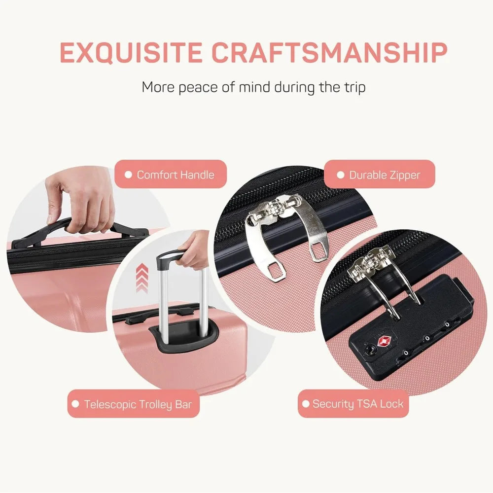 Pink 20-24-28 Inch Travel Luggage Sets for Women with Stylish Design and Durable Quality