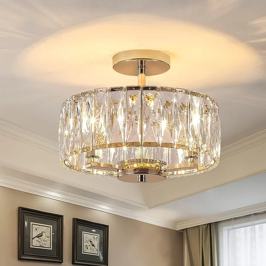 Modern semi embedded ceiling light, ceiling ceiling light, living room, bedroom, kitchen, corridor, dining room, golden color (e