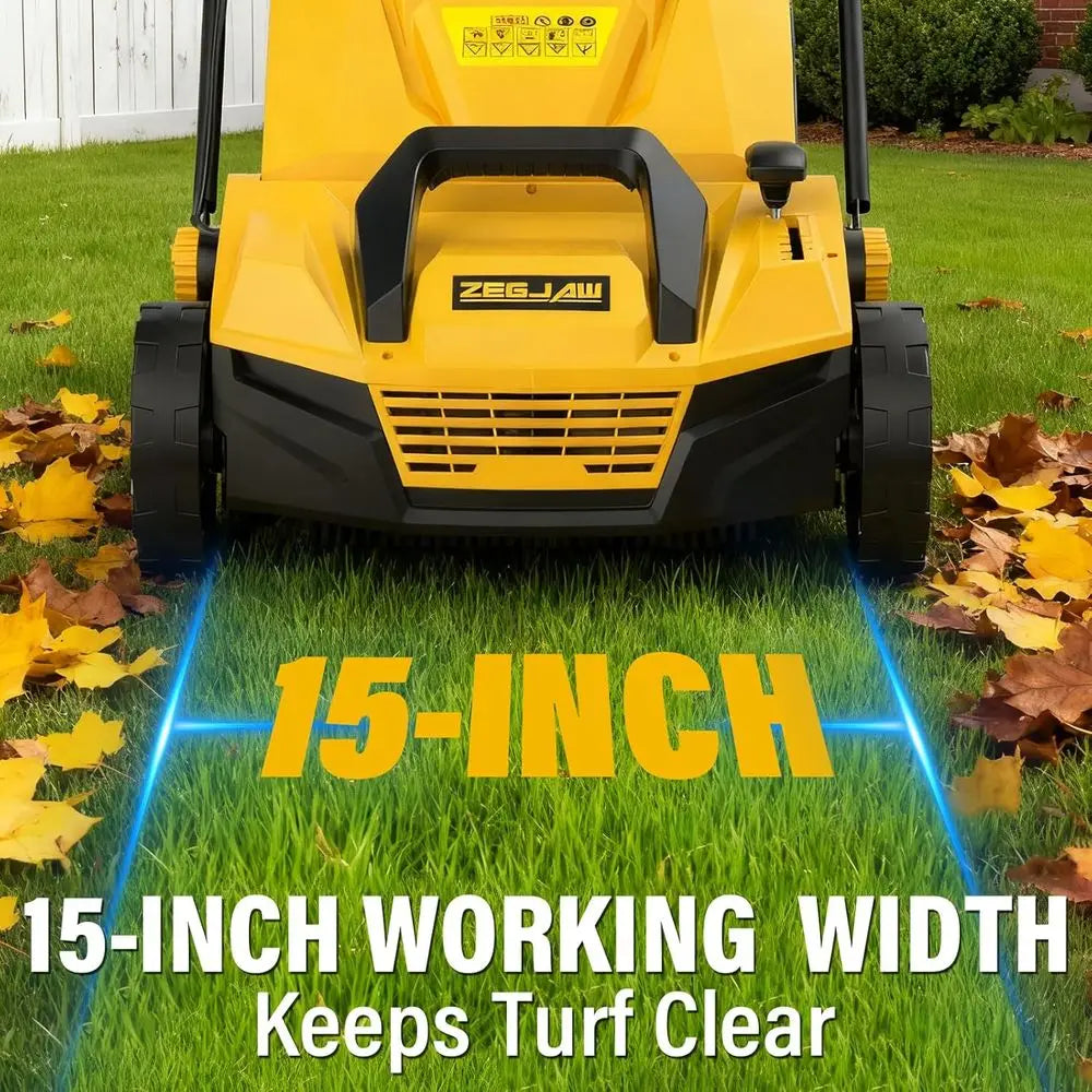 15 13-Amp Electric Lawn Sweeper with 5-Position Height Adjustment, 45L Detachable Bag, Quick-Fold Design for Artificial Turf Mai