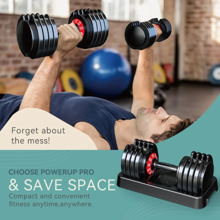25 55lbs Adjustable Dumbbells Set of 2 for Home Gym Use 5in1 10in1 Adjustable Weights with AntiSlip Texture Handle Compact and