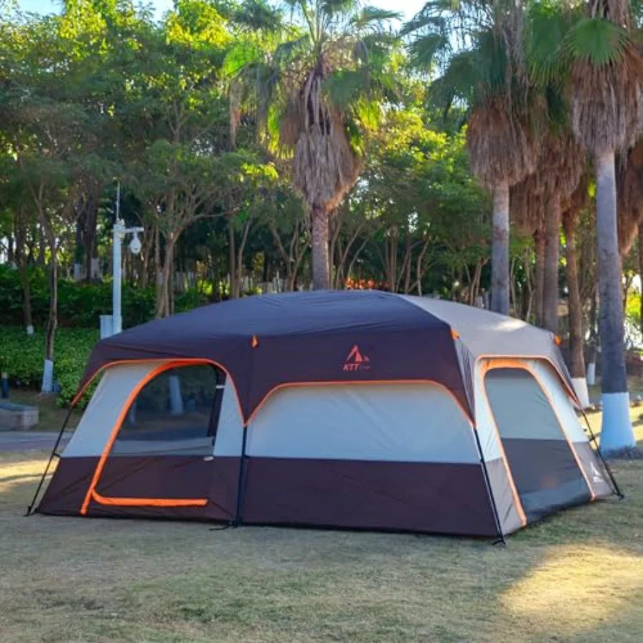 Extra Large Tent for 6101214 People with 2 Rooms 3 Doors and 3 Windows Featuring Mesh Panels Straight Wall Design Waterproof Do