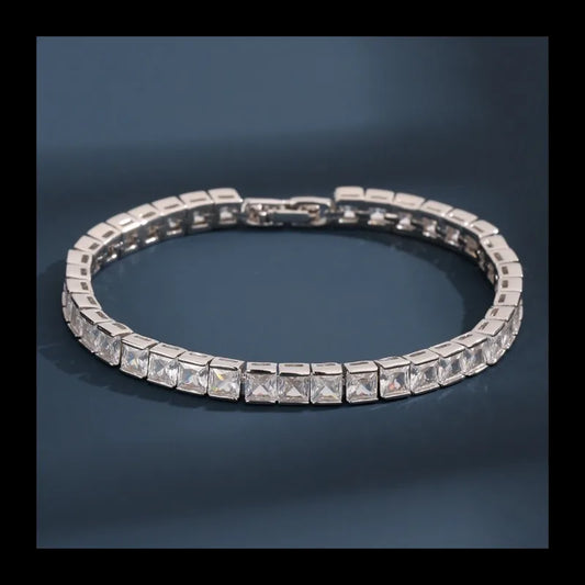 S925 Sterling Silver Single Row Zircon Hip Hop Internet Celebrity Full Zircon Bracelet Bracelet Jewelry