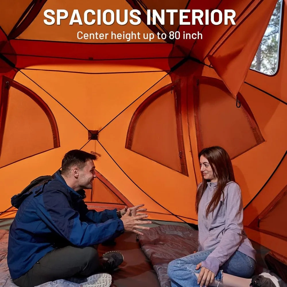 Instant Pop Up Hub Tent, 4 Person Portable Weather Resistant Camping Tent, 60 Second Set-Up, Easy Up Tents with Rain Fly and Ca