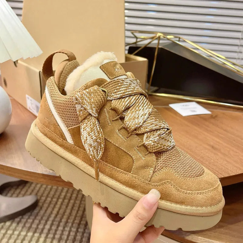 2025 Winter Women's Shoes Luxury Cotton Snow Boots Versatile Casual Shoes Unisex Thickened Plush Warm Non-Slip Ankle Boots