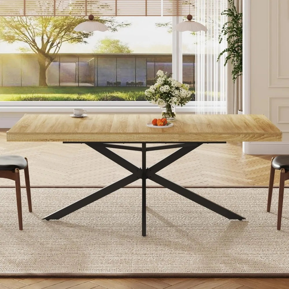 59In-78Inch Extendable Rectangular Dining Table for 6 8 People, Wood Long Dining Room Table W/Removable Leaves,Space Saving,Mode