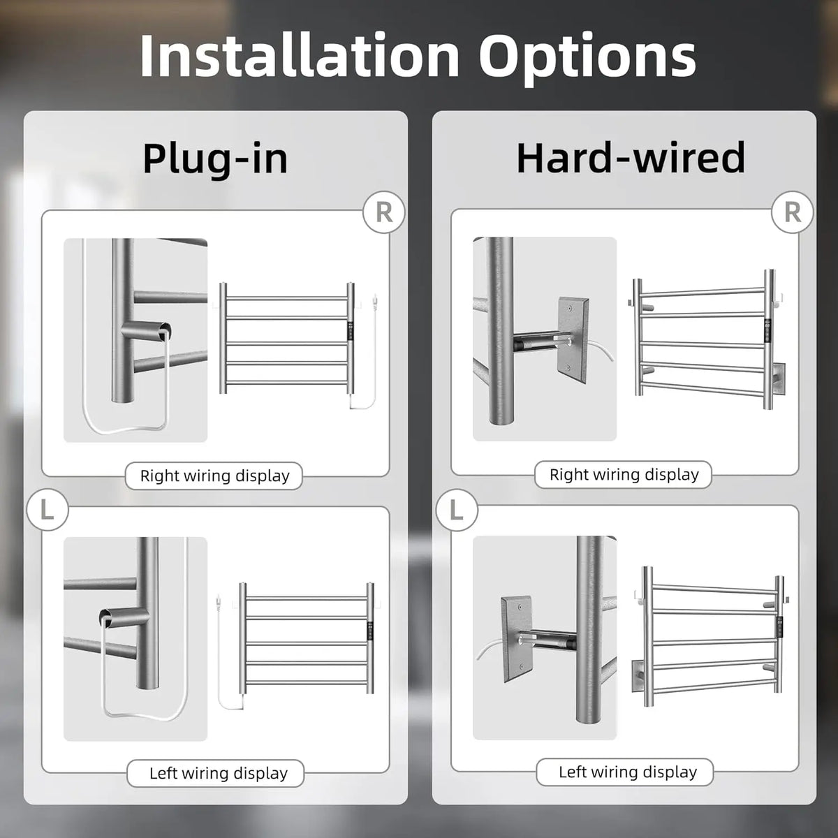 Heated Towel Rack for Bathroom,Wall Mounted Electric Towel Rack with Timer and LED Indicator, 5-Bar Towel Warmer, Stain