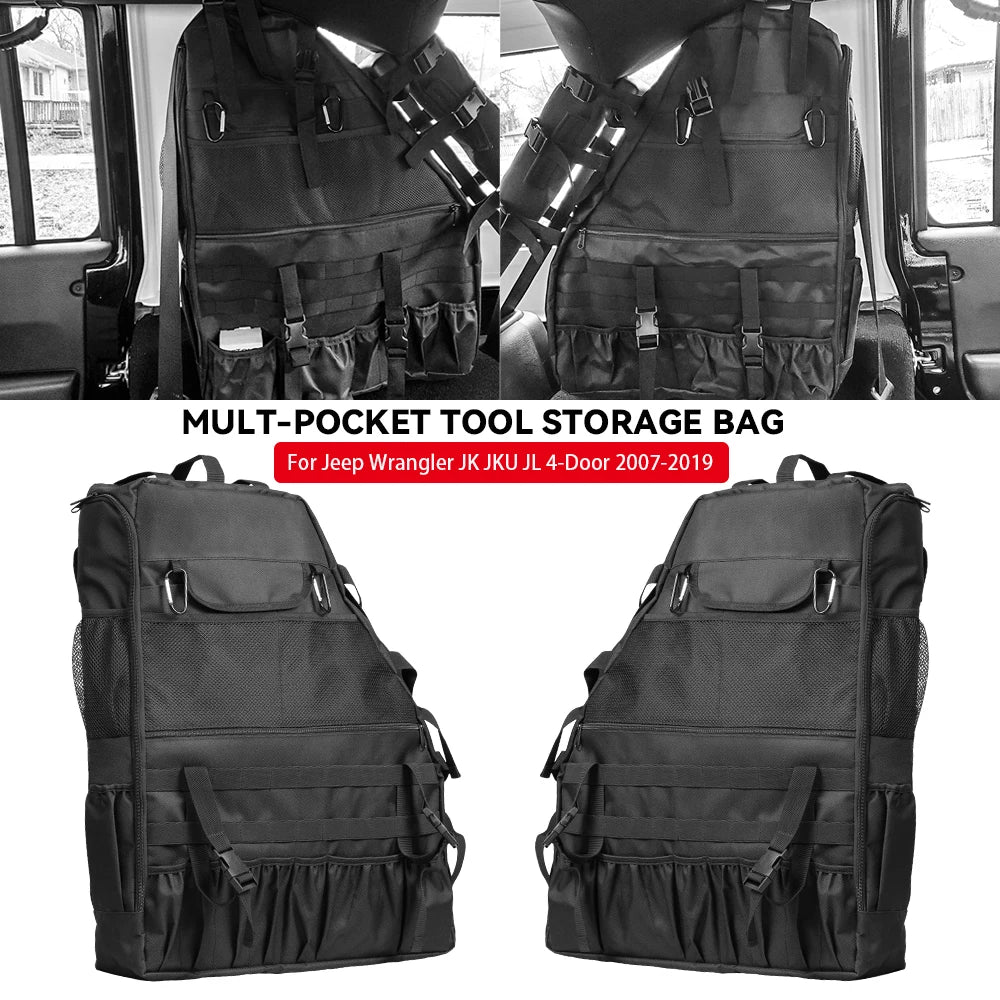 Roll Bar Storage Bag Cargo Cage with Multi-Pockets For Wrangler JK JKU JL TJ 4-Door Saddle Bag Organizers Tool Storage Bag