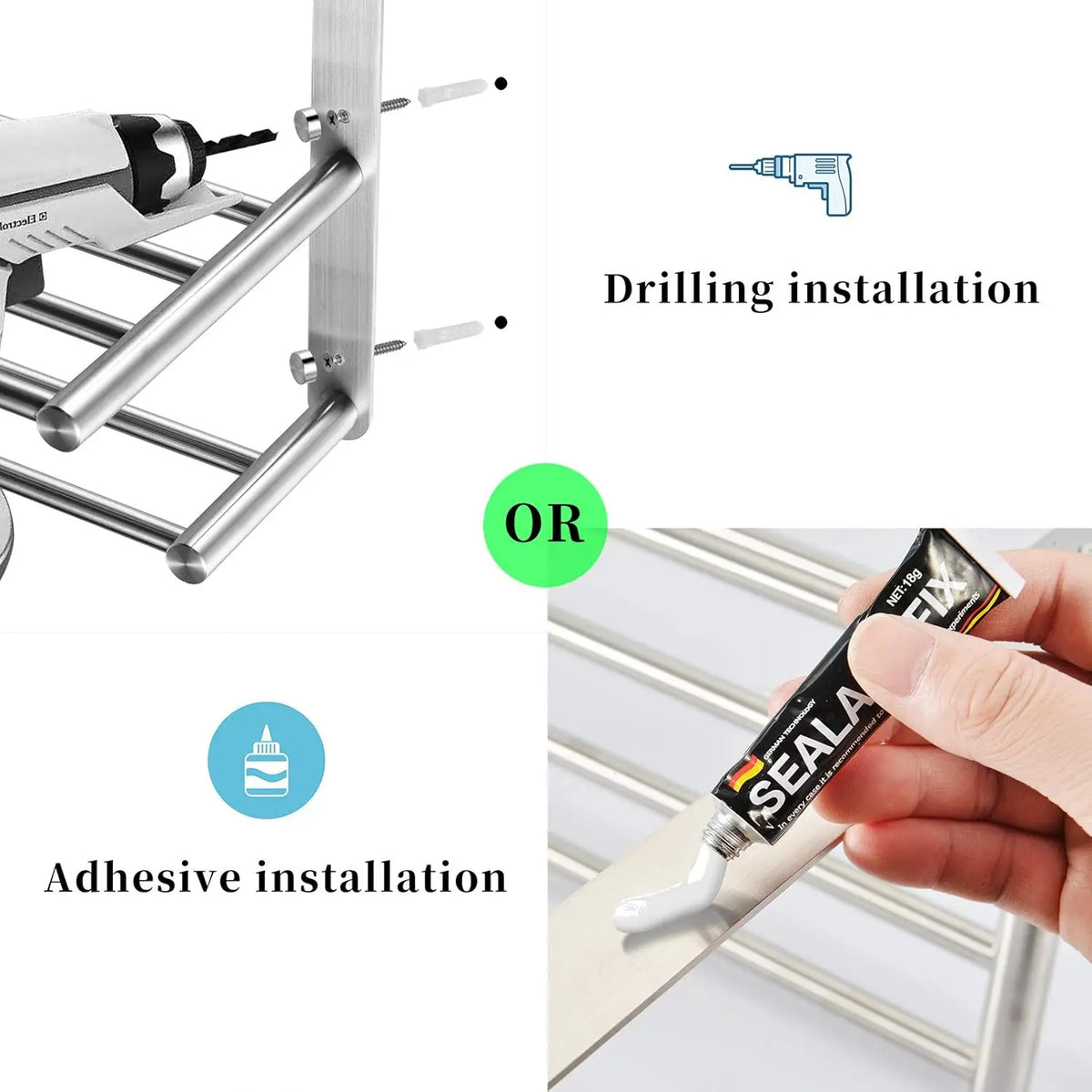 Bathroom Towel Rack with 24-Inch Multilayer Hotel Racks 304 Stainless Steel Towel Bar Shelf Wall-Mounted Brushed Finish Bar with