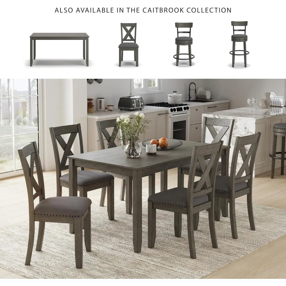 Ashley Caitbrook's Rustic 7-Piece Dining Set with Gray Table and 6 Chairs