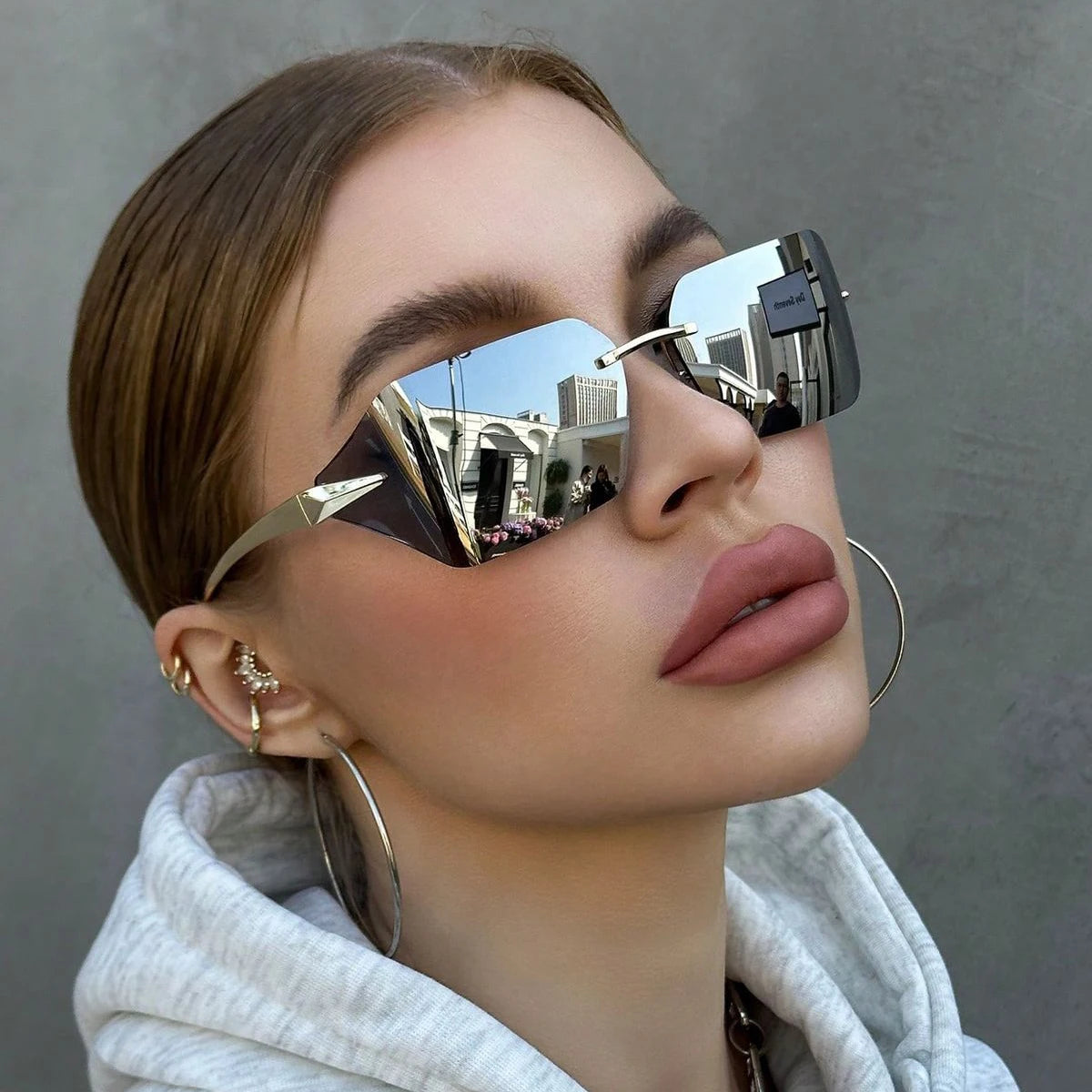 SORVINO Luxury Retro Wrap Around Sunglasses Designer Trendy Rimless Sun Glasses Cyberpunk Eyewear for Women Men Rave Party