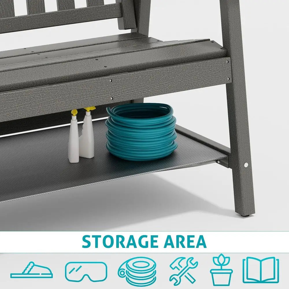 2-Person Outdoor Patio Bench, 660lbs Capacity, Weather-Resistant, Grey for Porch, Backyard, and Parks