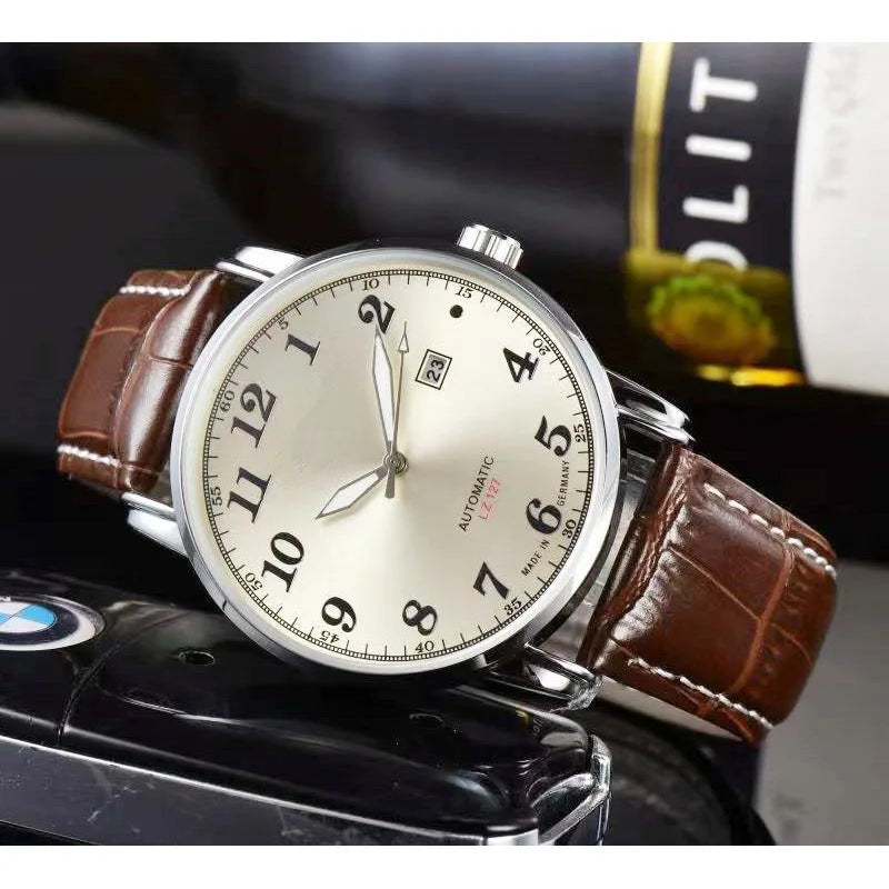 2025 Men's Business Watch - Genuine Leather, Sweep Second Quartz, Slim Analog for Office & Casual