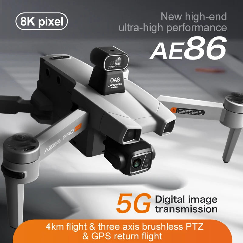 Professional AE86 Pro Max 4K Camera Mini Drone with camera drone Dual  Intelligent obstacle avoidance Brushless drone Toys