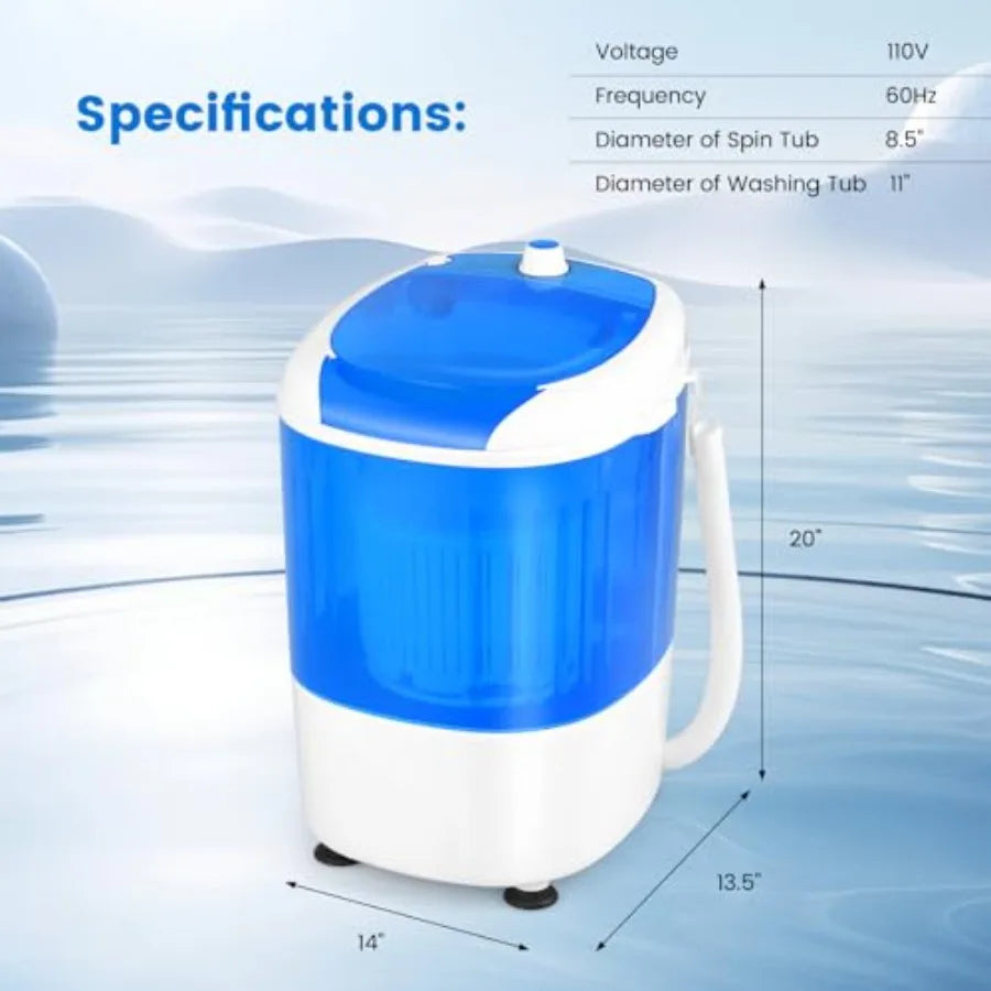 Portable Mini Washing Machine with Spin Dryer for Home Apartment RV 5.5lbs Washing Capacity Electric Compact Design Durable and