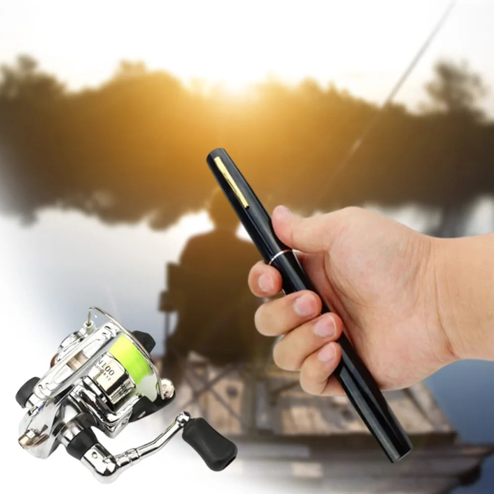 Mini Pocket Pen Fishing Rod Reel Combo Telescopic Fishing Pole with Reel Fishing Rod Spinning Reel Combo Kit for Outdoor Fishing