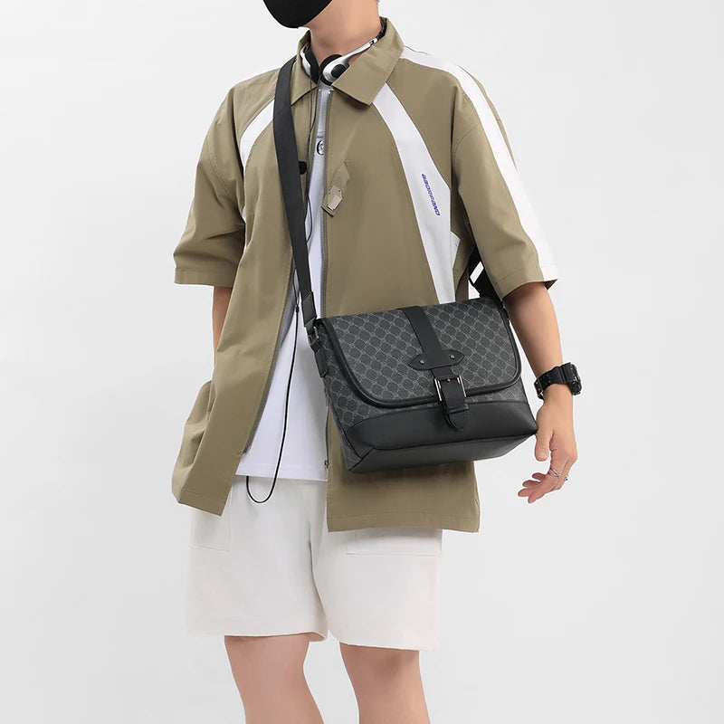 Leather Large Crossbody Bag for Men Bags Designer Casual Man Messenger Bag Male Sling Pack Fashion Business Shoulder Bag Luxury