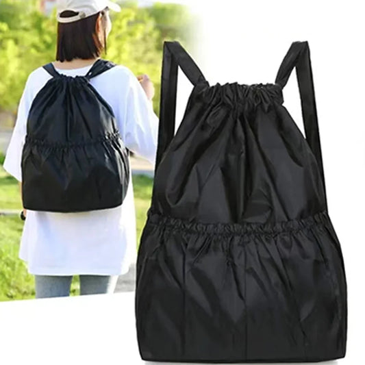 Women's bag with large capacity, drawstring closure, double shoulder strap, outdoor casual backpack, handbag, simple design